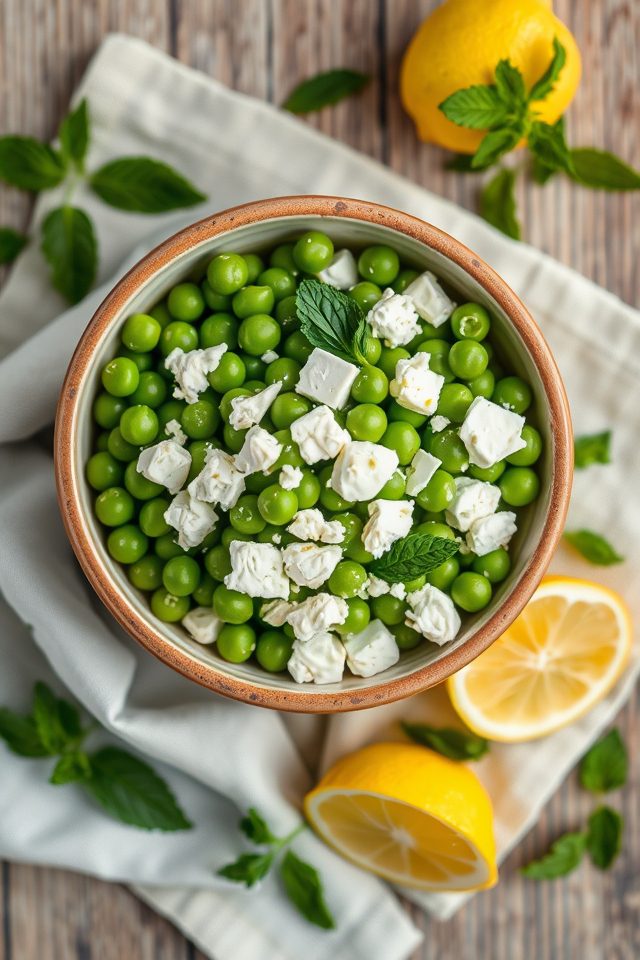 pea mint feta salad