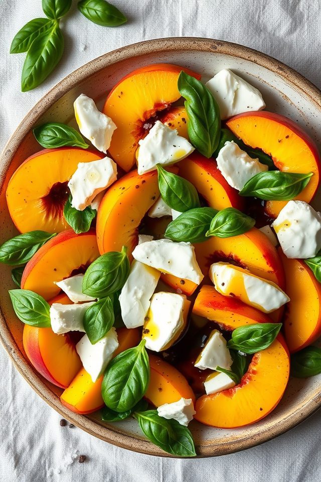 peach burrata basil salad