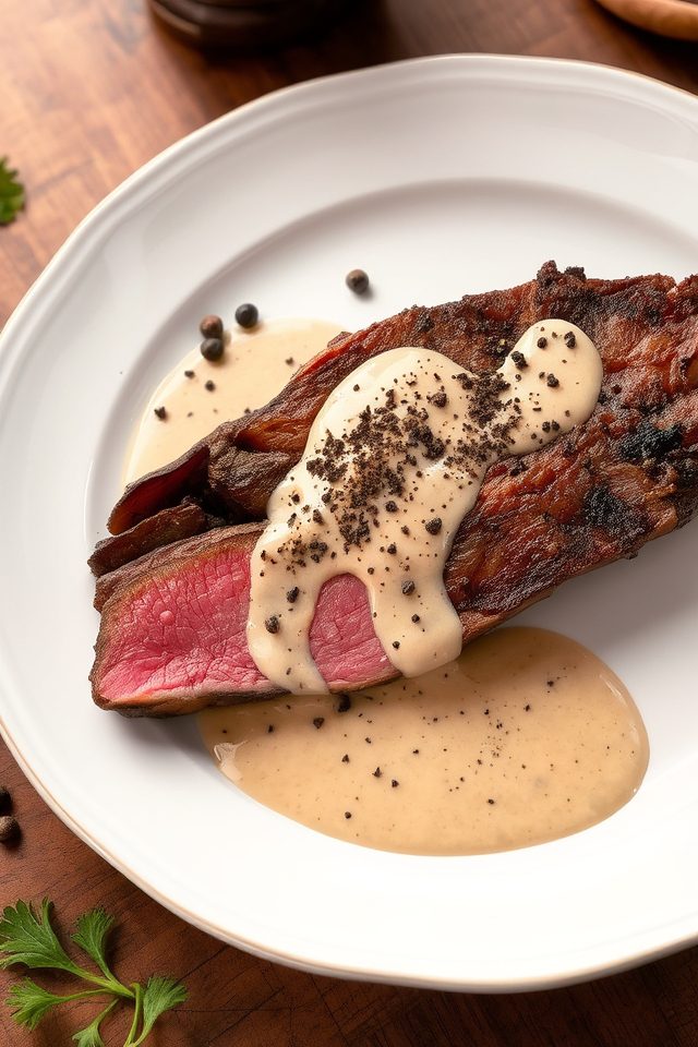 peppercorn cream sauce steak