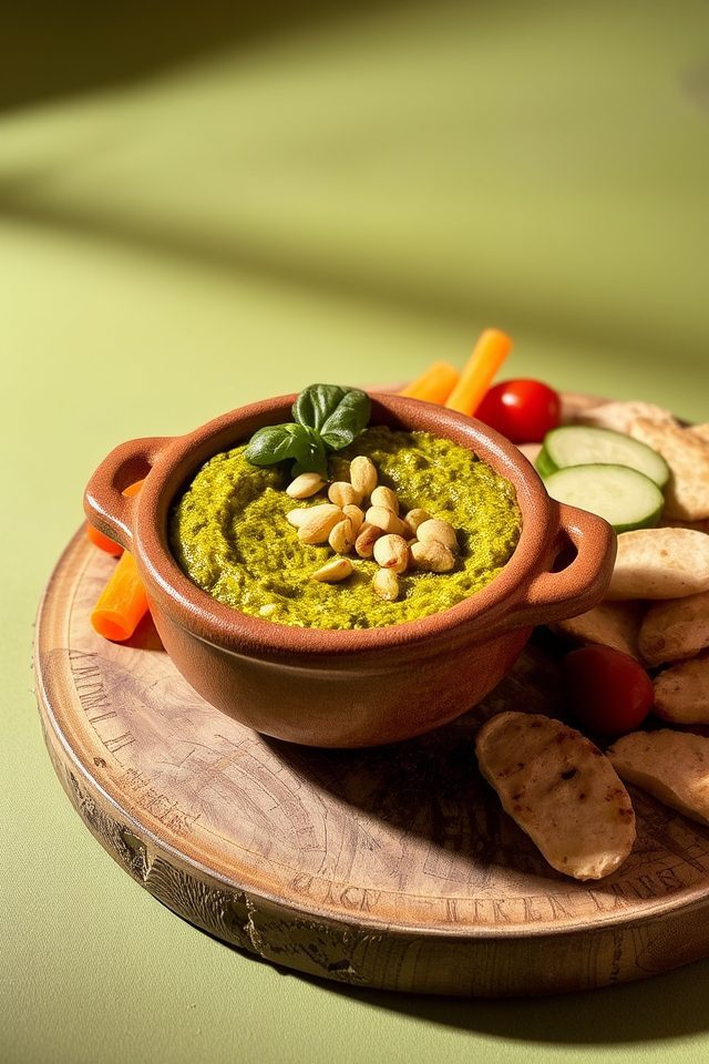 pesto dip with pine