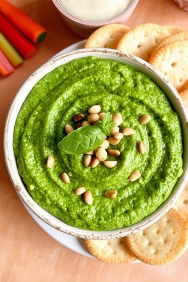 pesto dip with pine