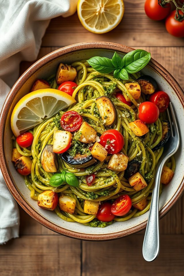 pesto pasta roasted vegetables