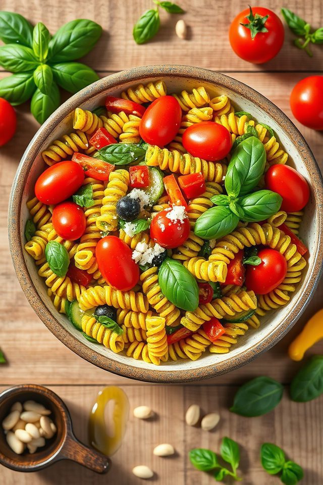 pesto vegetable spiral salad