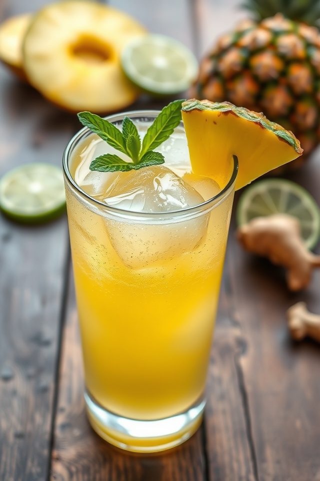 pineapple ginger sparkling drink