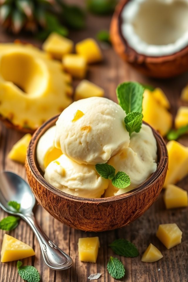 pineapple mint coconut icecream
