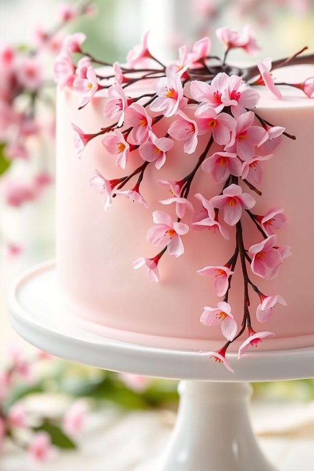 pink floral fondant cake