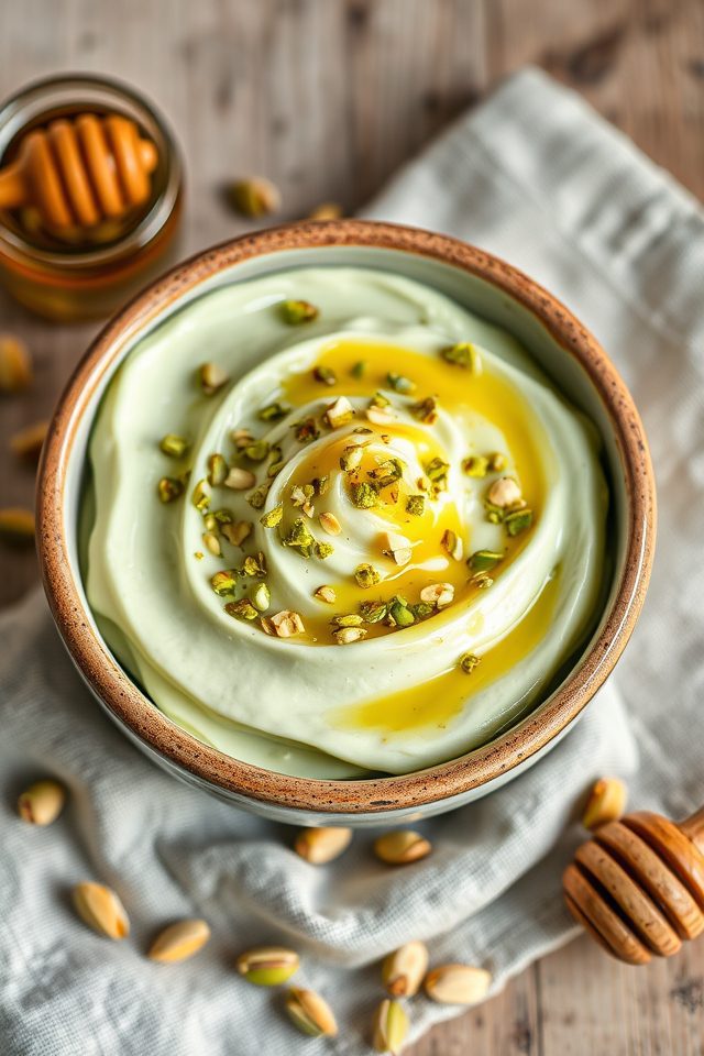pistachio honey frozen dessert