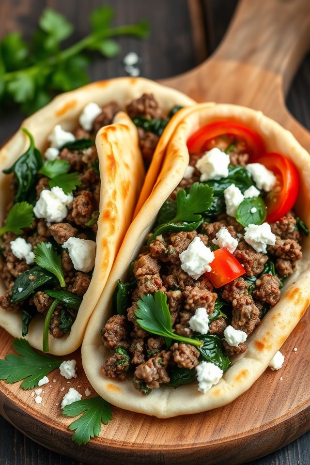 pitas filled with beef