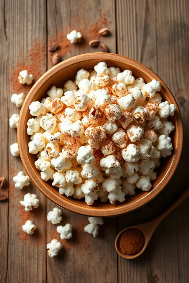 popcorn sprinkled with cocoa