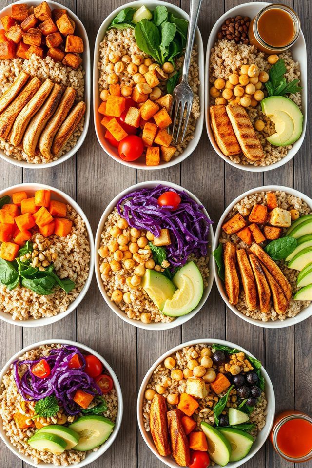 prepare multiple grain bowls