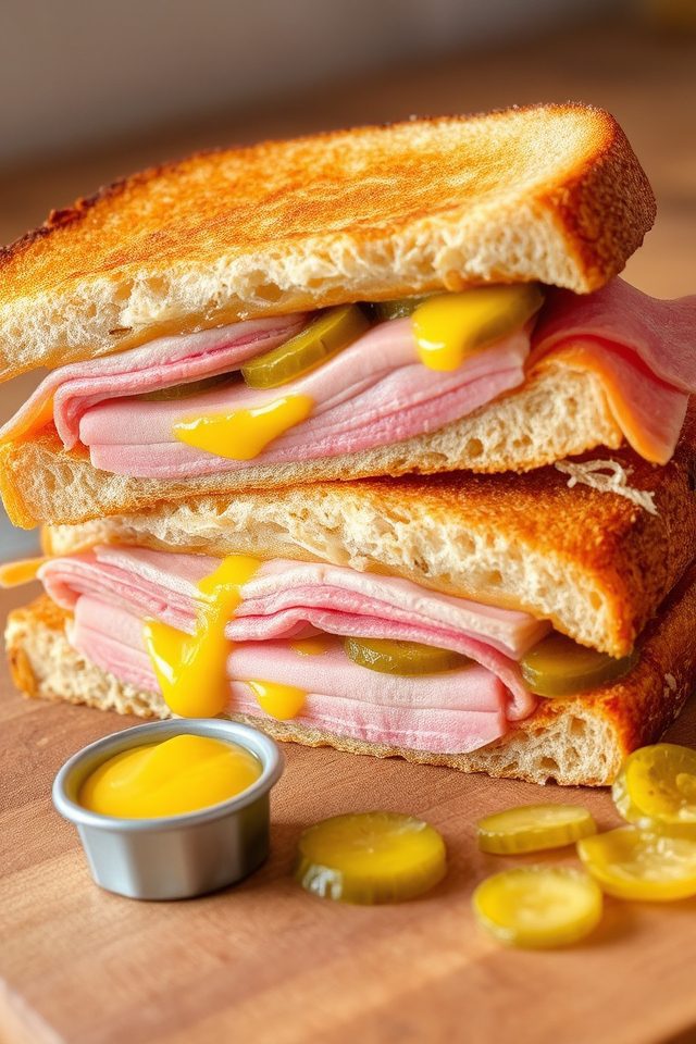 pressed pork ham sandwich