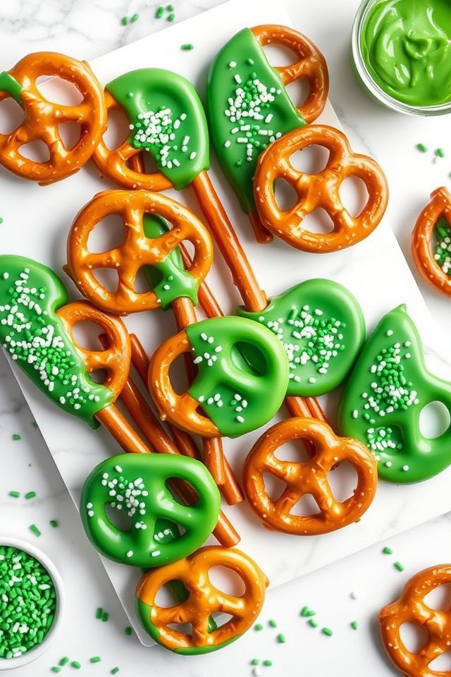 pretzels dipped in mint