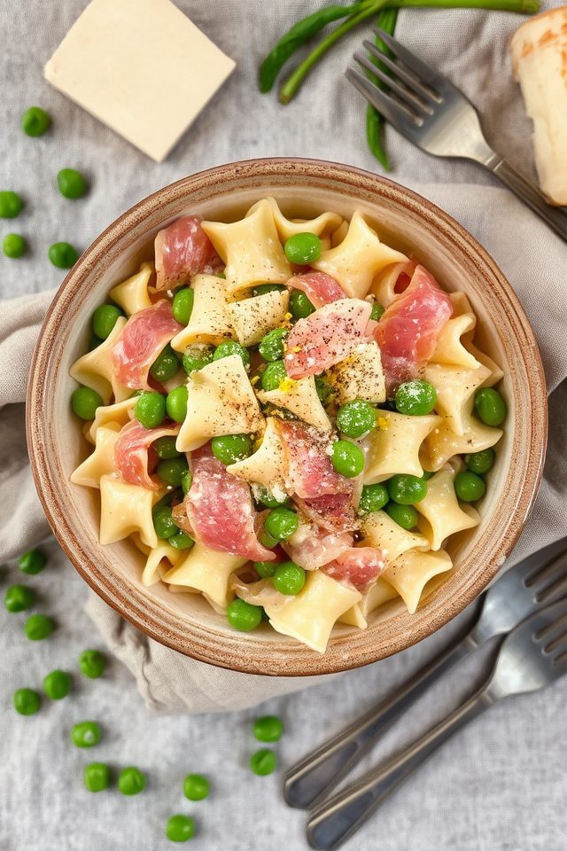 prosciutto peas lemon cream
