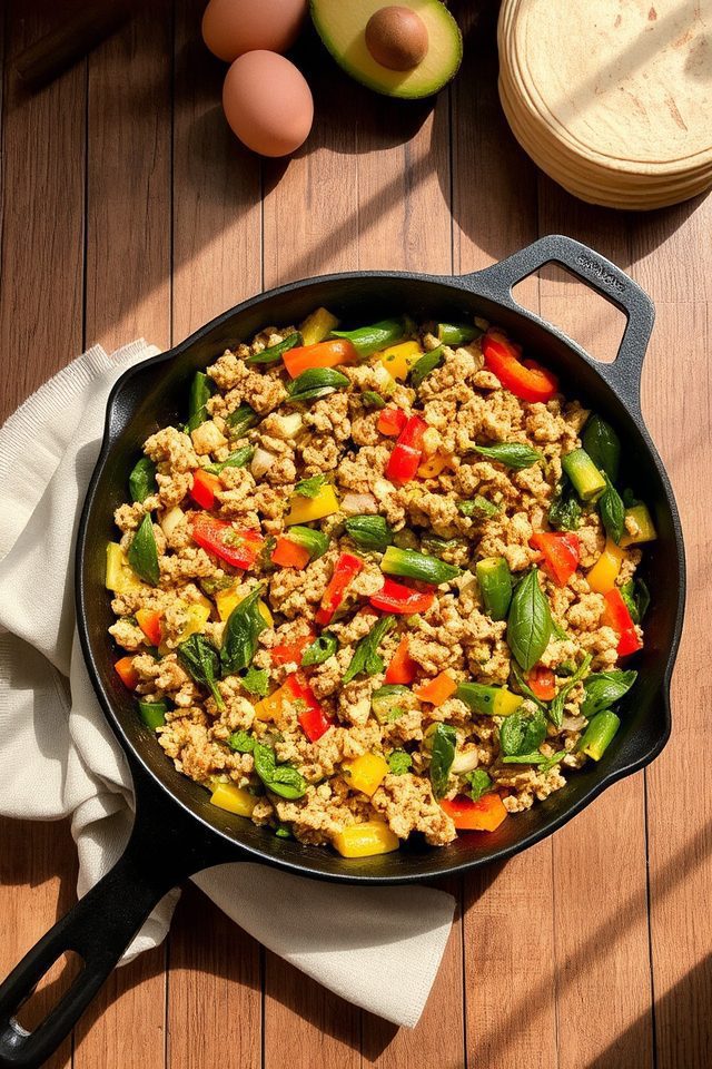 protein packed turkey veggie scramble