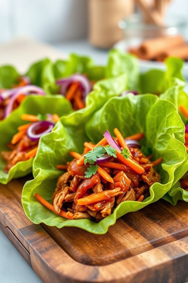 pulled chicken lettuce cups