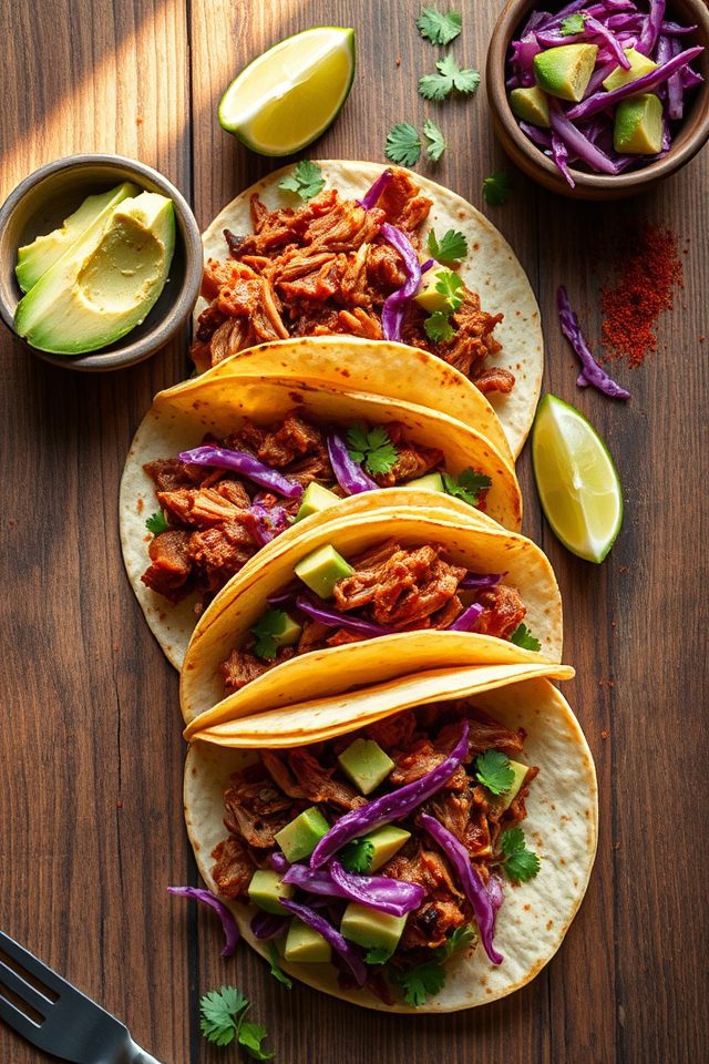 pulled pork avocado tacos