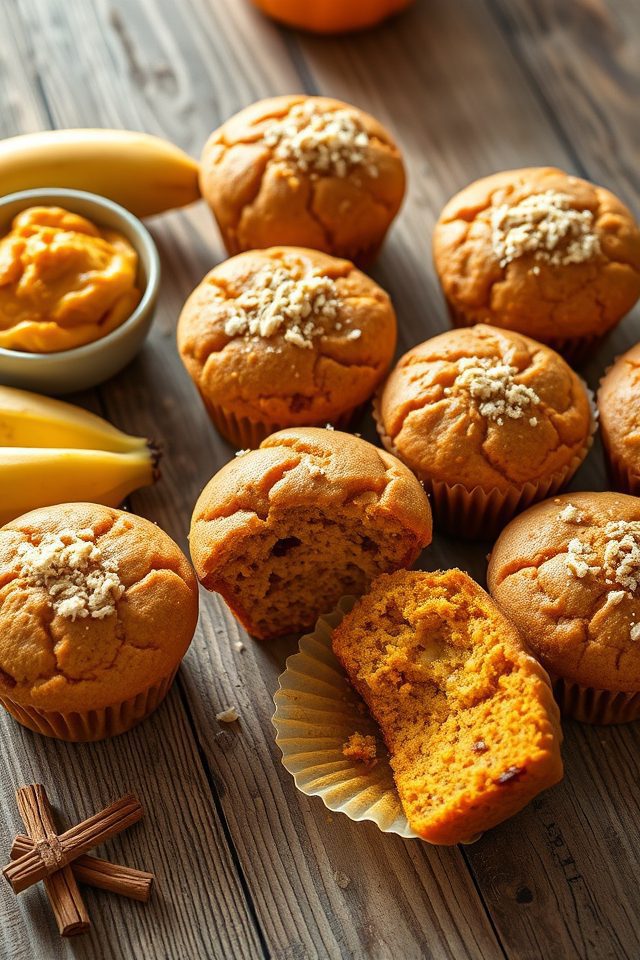 pumpkin banana flavored muffins