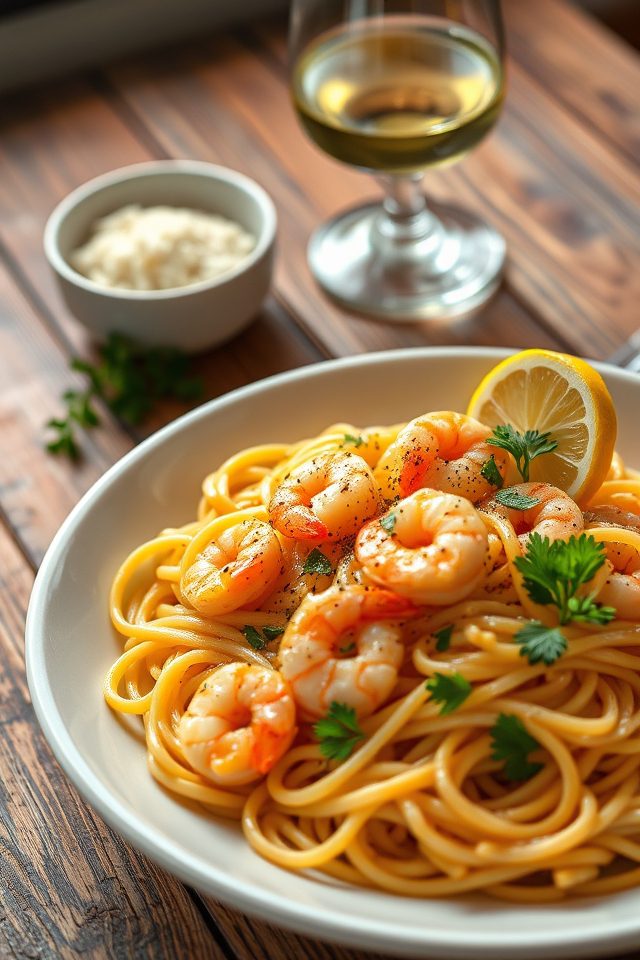 quick garlic shrimp pasta