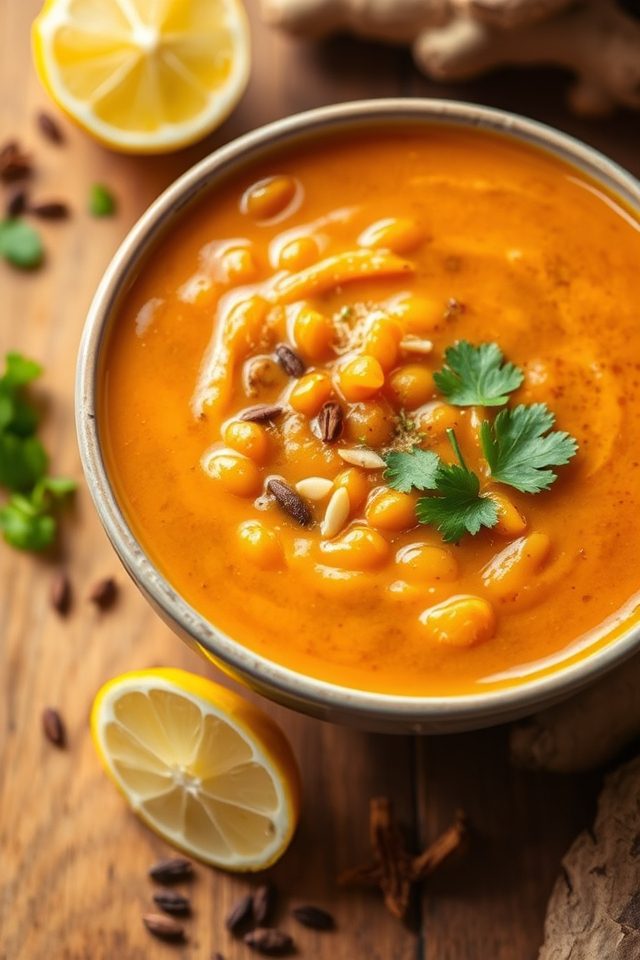 quick ginger lentil soup