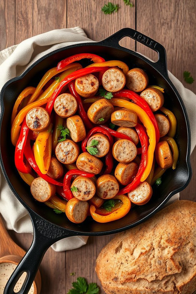 quick sausage pepper skillet