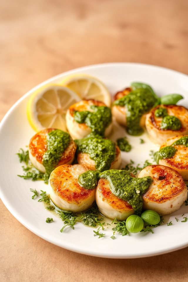 quick scallop pesto dish