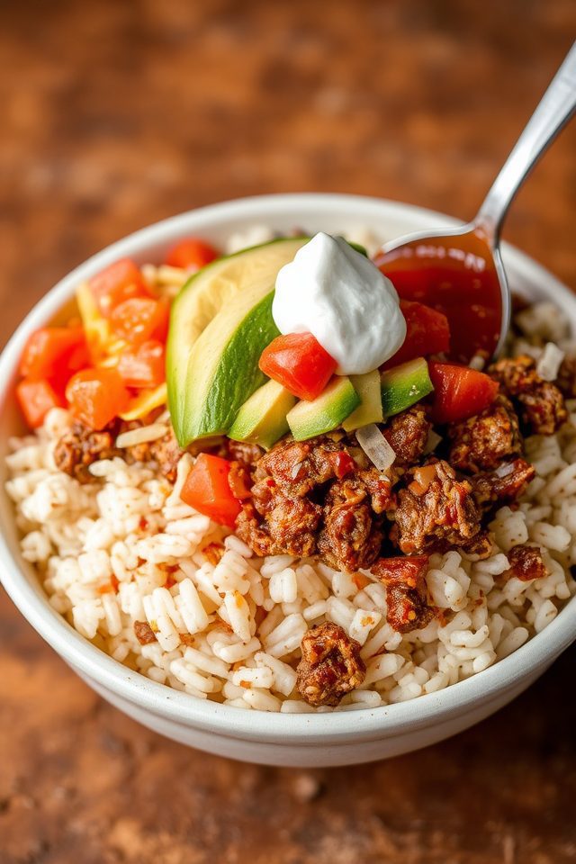 quick taco rice bowl