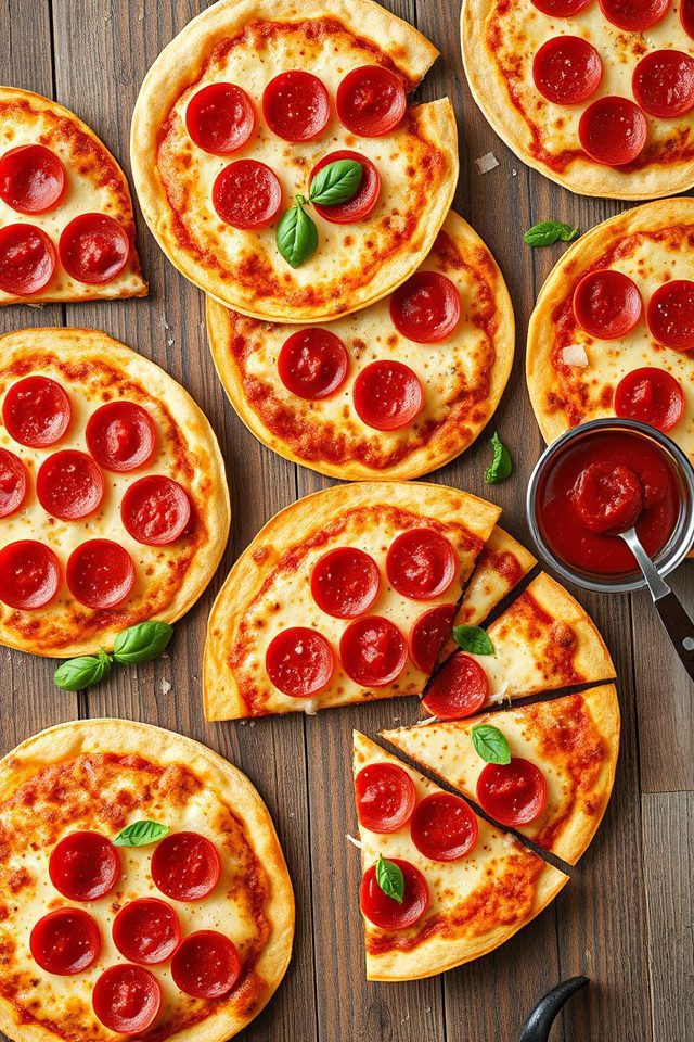 quick tortilla pepperoni pizzas