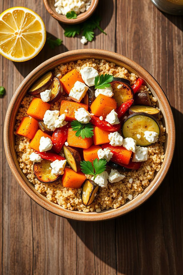 quinoa roasted vegetables feta