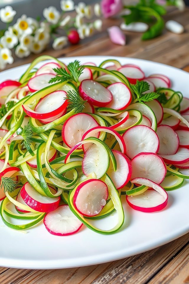 radish cucumber ribbon salad