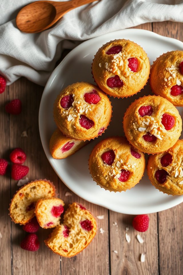 raspberry coconut flavored muffins