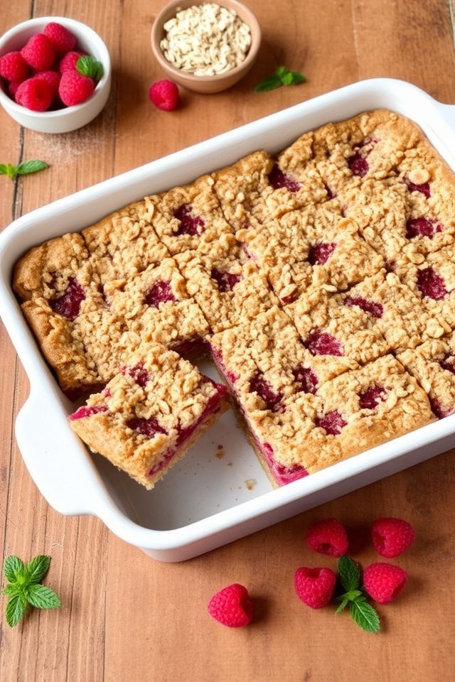 raspberry oatmeal summer bars