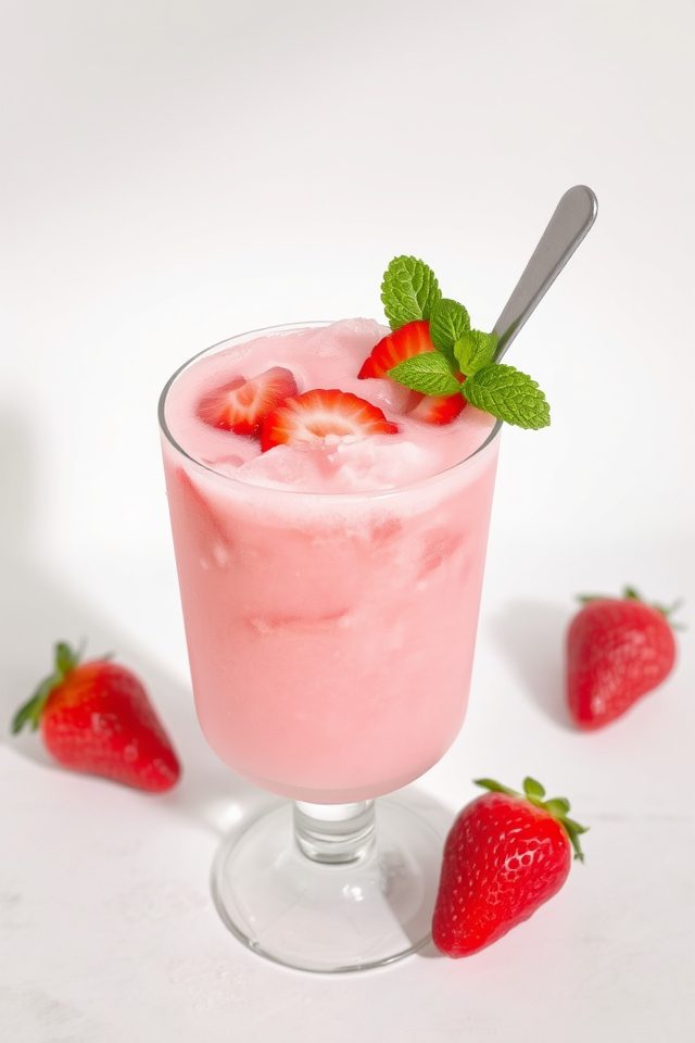refreshing strawberry pink granita
