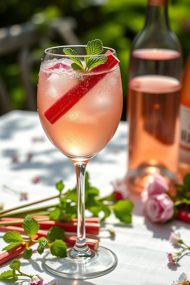 rhubarb flavored ros cocktail