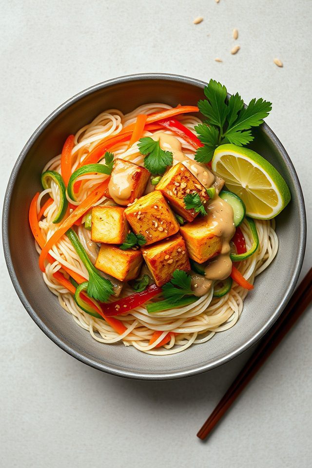 rice noodle peanut bowl