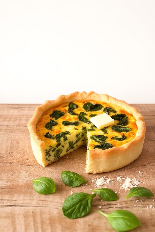 rich spinach quiche dish