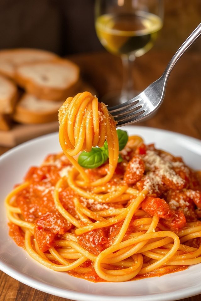 rich tomato pasta dish