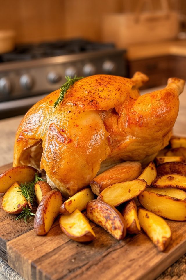 roasted chicken and potatoes