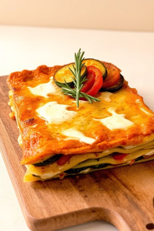 roasted vegetable goat lasagna