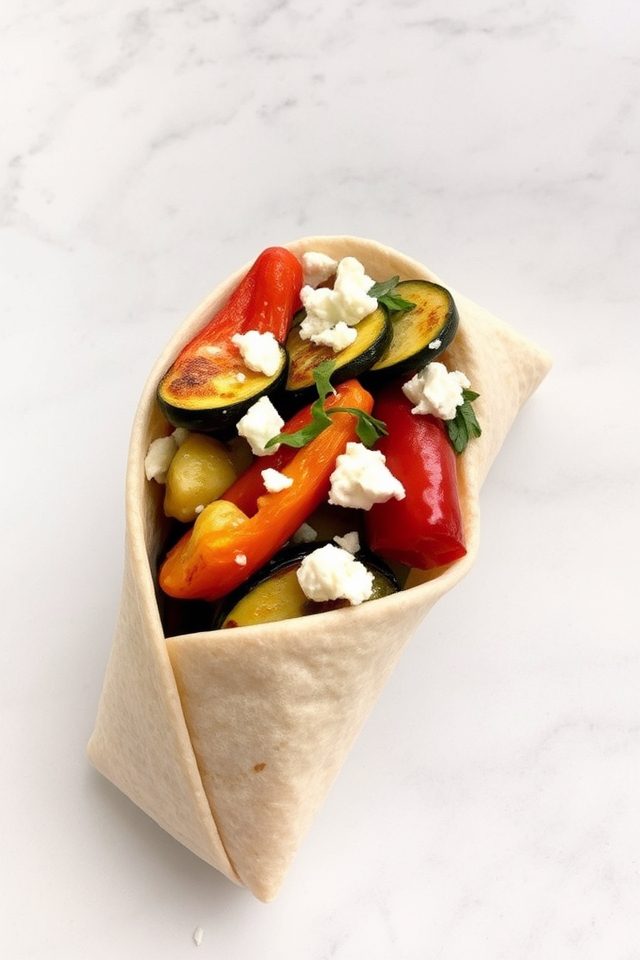 roasted vegetable goat wrap