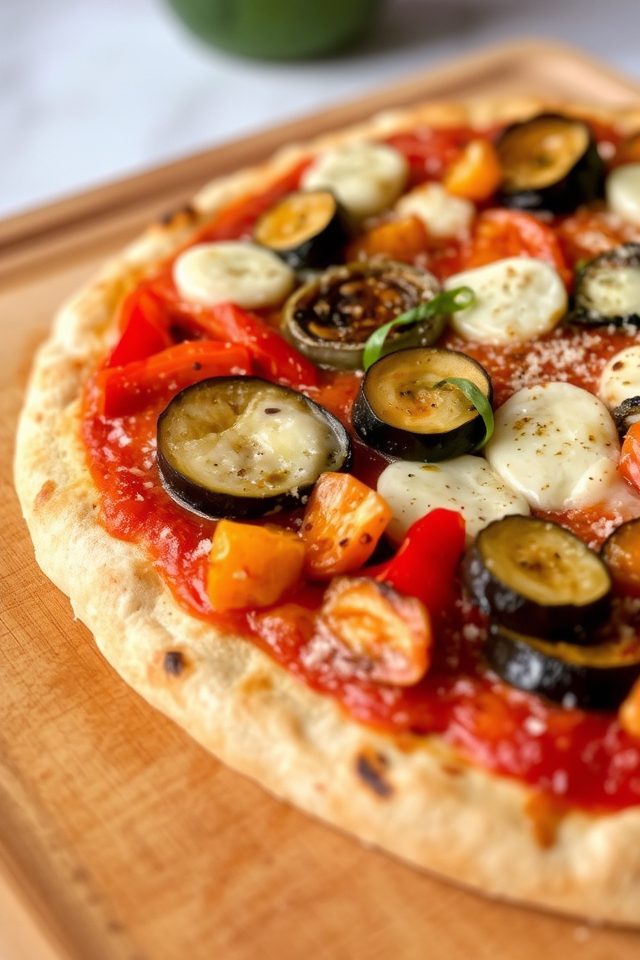 roasted vegetable mozzarella pizza