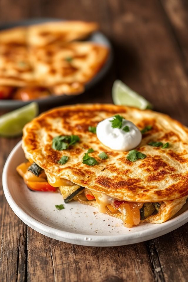 roasted vegetable quesadilla dish