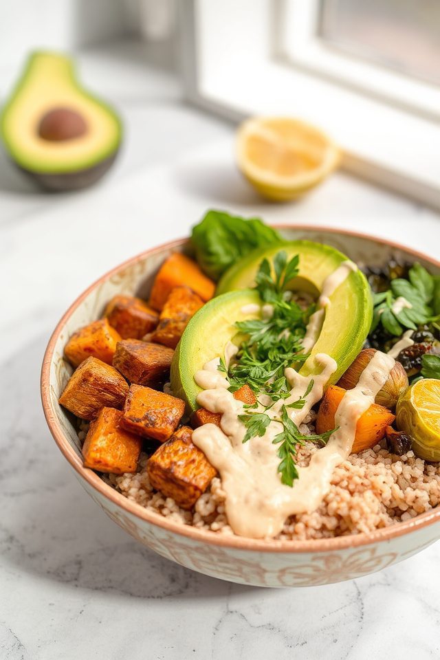 roasted vegetable quinoa bowls