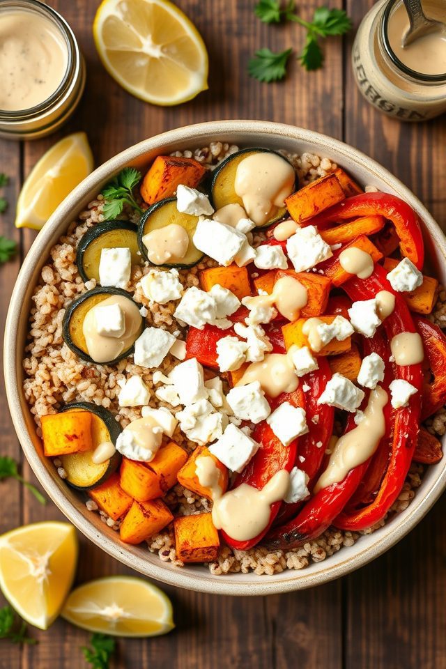 roasted vegetables feta bowl