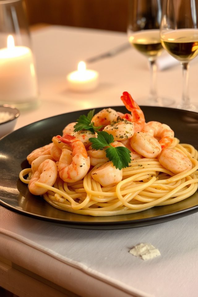 romantic seafood white pasta