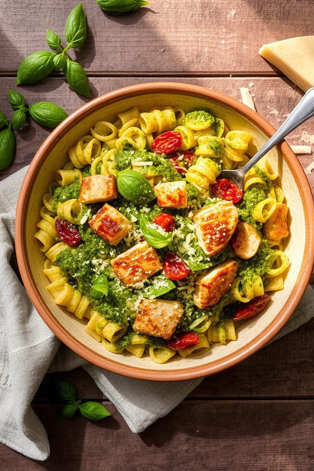 rotini chicken pesto tomatoes