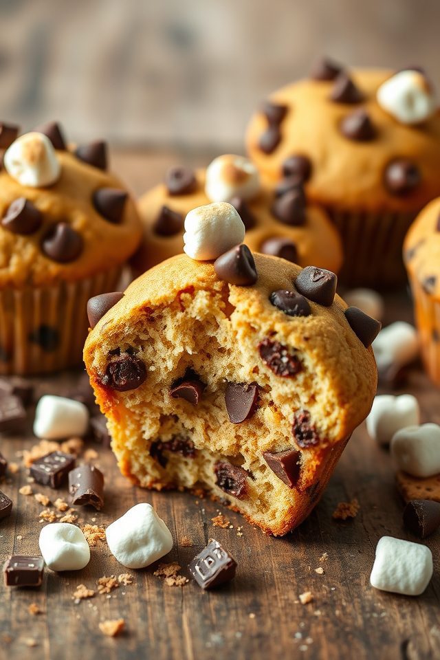 s mores flavored chocolate muffins