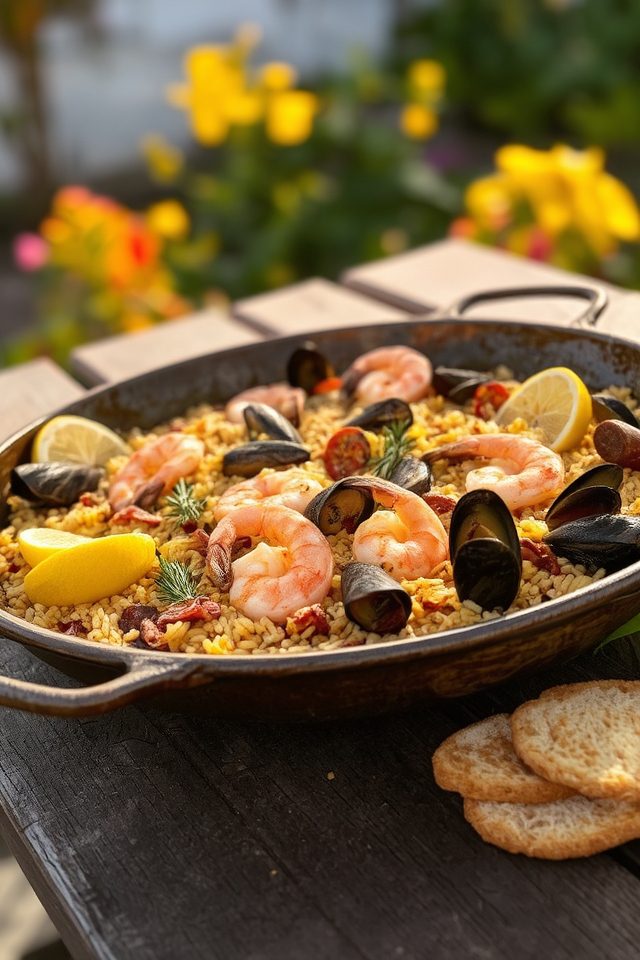 saffron infused seafood paella