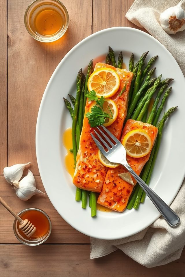 salmon asparagus garlic honey