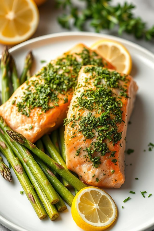 salmon asparagus herb crust