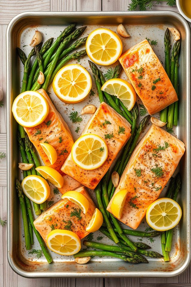 salmon asparagus lemon herbs